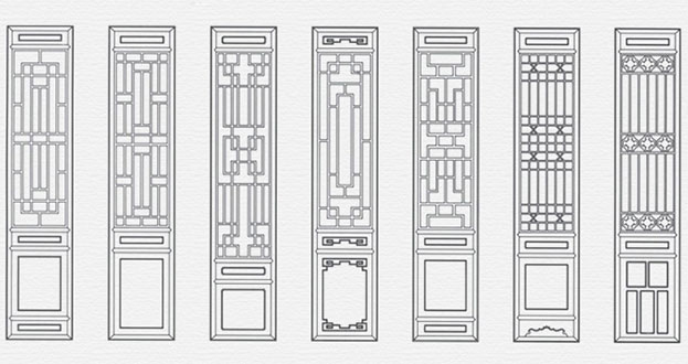 水磨沟常用中式仿古花窗图案隔断设计图